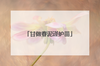 甘做春泥谨护苗