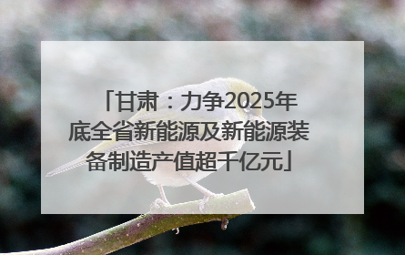 甘肃：力争2025年底全省新能源及新能源装备制造产值超千亿元