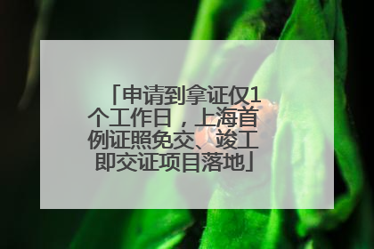 申请到拿证仅1个工作日，上海首例证照免交、竣工即交证项目落地