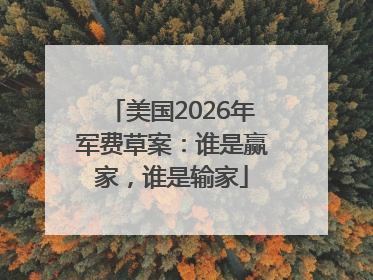 美国2026年军费草案：谁是赢家，谁是输家