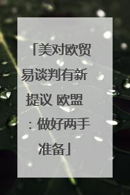 美对欧贸易谈判有新提议 欧盟：做好两手准备