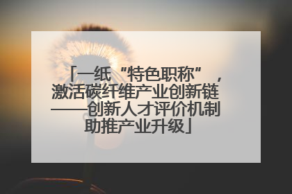 一纸“特色职称”，激活碳纤维产业创新链——创新人才评价机制 助推产业升级