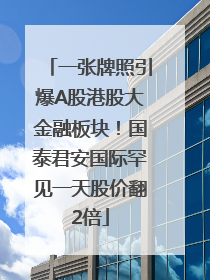 一张牌照引爆A股港股大金融板块！国泰君安国际罕见一天股价翻2倍
