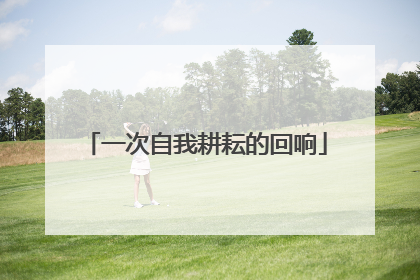 一次自我耕耘的回响