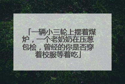 一辆小三轮上摆着煤炉，一个老奶奶在压葱包桧，曾经的你是否穿着校服等着吃