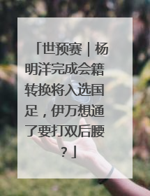 世预赛｜杨明洋完成会籍转换将入选国足，伊万想通了要打双后腰？