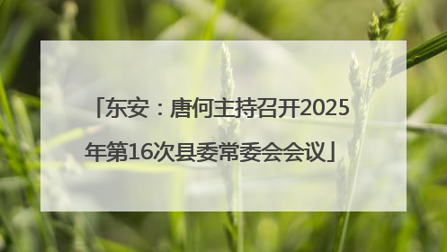 东安：唐何主持召开2025年第16次县委常委会会议