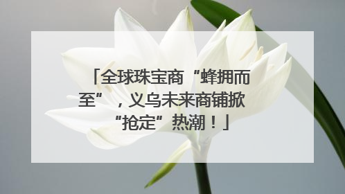 全球珠宝商“蜂拥而至”，义乌未来商铺掀“抢定”热潮！
