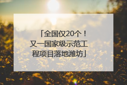 全国仅20个！又一国家级示范工程项目落地潍坊