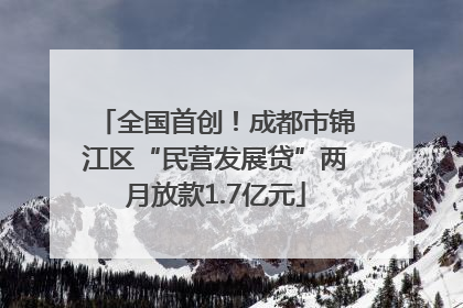 全国首创！成都市锦江区“民营发展贷”两月放款1.7亿元