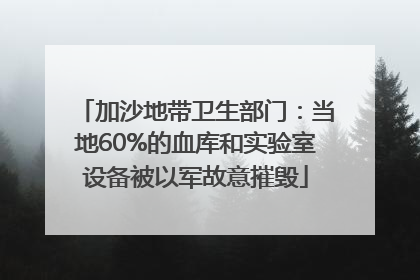 加沙地带卫生部门：当地60%的血库和实验室设备被以军故意摧毁
