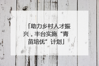 助力乡村人才振兴，丰台实施“青苗培优”计划