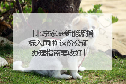 北京家庭新能源指标入围啦 这份公证办理指南要收好