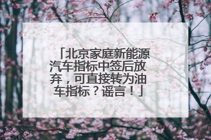 北京家庭新能源汽车指标中签后放弃，可直接转为油车指标？谣言！