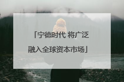 宁德时代 将广泛融入全球资本市场
