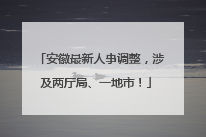 安徽最新人事调整，涉及两厅局、一地市！