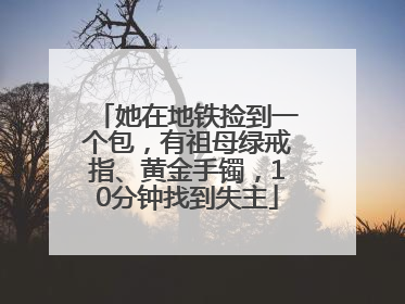 她在地铁捡到一个包，有祖母绿戒指、黄金手镯，10分钟找到失主