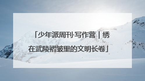 少年派周刊·写作营｜绣在武陵褶皱里的文明长卷