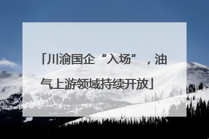 川渝国企“入场”，油气上游领域持续开放