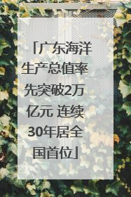 广东海洋生产总值率先突破2万亿元 连续30年居全国首位