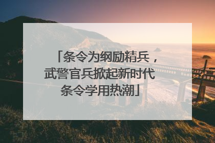 条令为纲励精兵，武警官兵掀起新时代条令学用热潮
