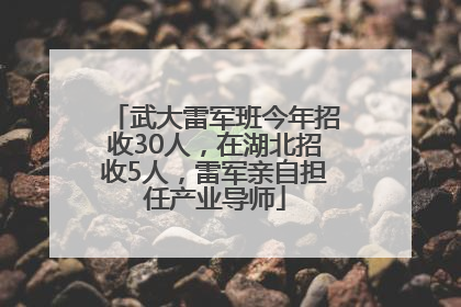 武大雷军班今年招收30人，在湖北招收5人，雷军亲自担任产业导师