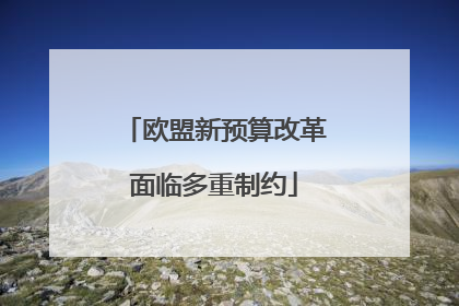 欧盟新预算改革面临多重制约