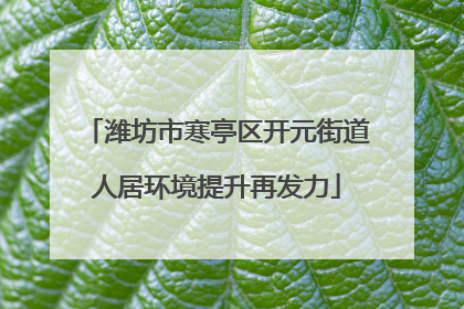 潍坊市寒亭区开元街道人居环境提升再发力