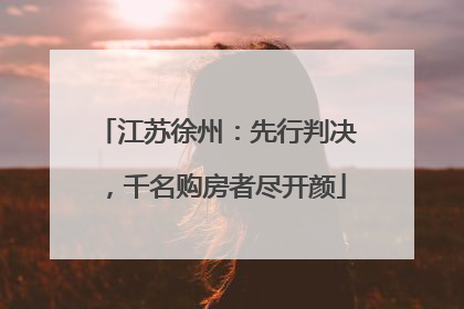 江苏徐州：先行判决，千名购房者尽开颜