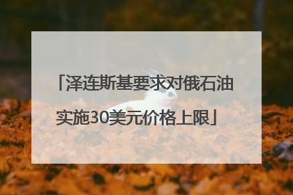 泽连斯基要求对俄石油实施30美元价格上限