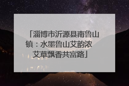 淄博市沂源县南鲁山镇：水墨鲁山艾韵浓 艾草飘香共富路