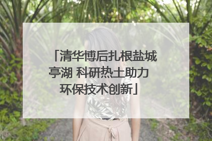 清华博后扎根盐城亭湖 科研热土助力环保技术创新