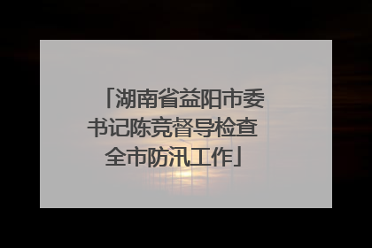 湖南省益阳市委书记陈竞督导检查全市防汛工作