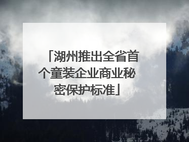 湖州推出全省首个童装企业商业秘密保护标准