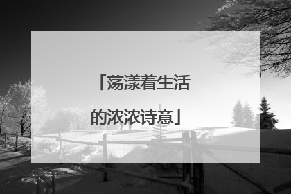 荡漾着生活的浓浓诗意