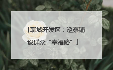聊城开发区：巡察铺设群众“幸福路”