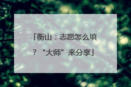 衡山：志愿怎么填？“大师”来分享