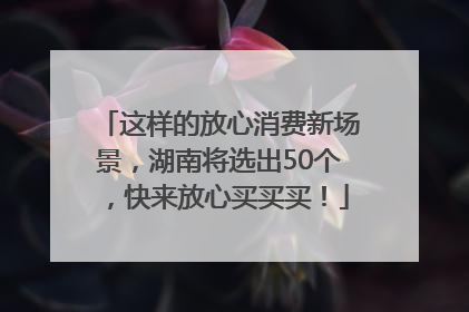 这样的放心消费新场景，湖南将选出50个，快来放心买买买！