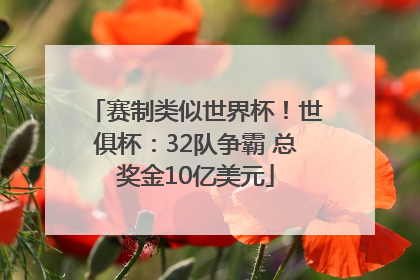 赛制类似世界杯！世俱杯：32队争霸 总奖金10亿美元