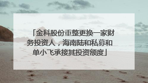 金科股份重整更换一家财务投资人，海南陆和私募和单小飞承接其投资额度