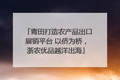 青田打造农产品出口展销平台 以侨为桥，浙农优品越洋出海