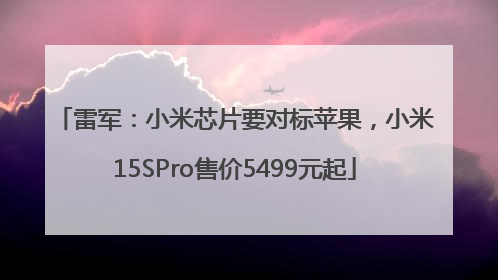 雷军：小米芯片要对标苹果，小米15SPro售价5499元起