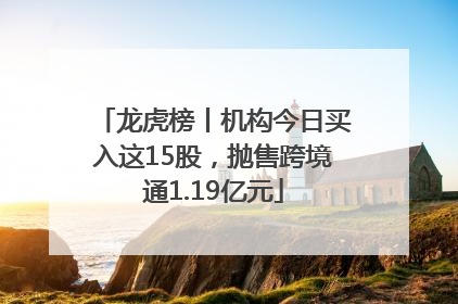龙虎榜丨机构今日买入这15股，抛售跨境通1.19亿元