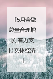 5月金融总量合理增长 有力支持实体经济